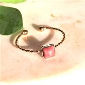 Bague "Harmonie Rose" - Pierre Carre Rhodonite et Acier Inoxydable