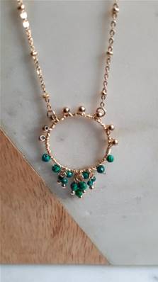 Collier 2 Rangs Dégressif En Perles De Malachite - Longueurs 82 Cm Et 70 Cm - Occasion