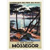 Affiche Hossegor la cte d'Argent 50x70cm Fricker