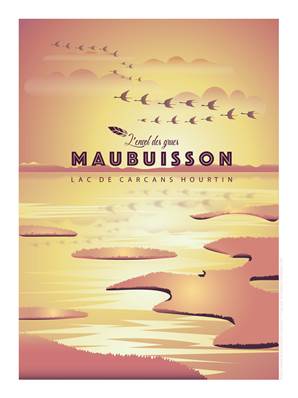 Affiche Maubuisson grues jaune 30x40cm Plume14