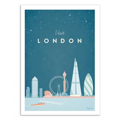 Affiche visit Londres Royaume-Uni 30x40cm Henry Rivers