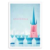 Affiche visit Stockholm Suède 30x40cm Henry Rivers