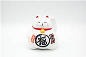 Tirelire chat japonais blanc Porte-bonheur blanc