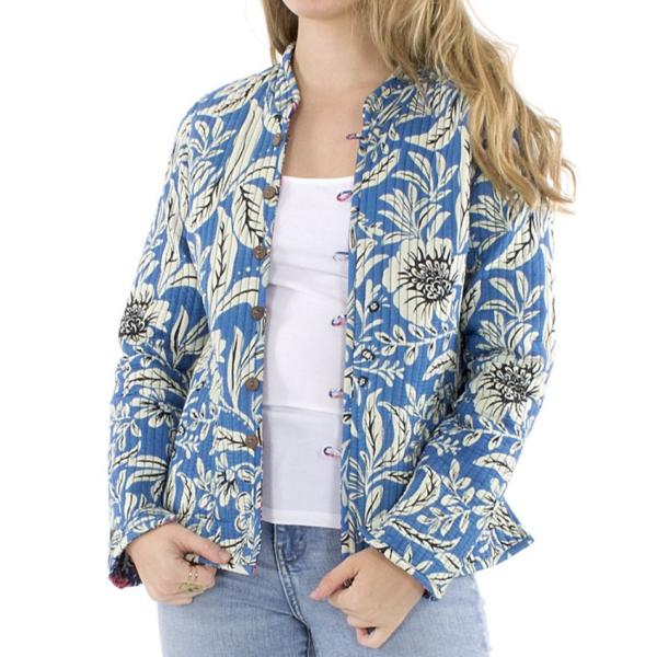 Veste indienne matelassée réversible marine à fleurs