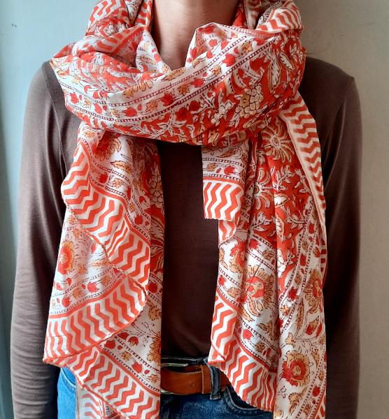 Etole, écharpe ou paréo coton imprimé indien fleuri 5