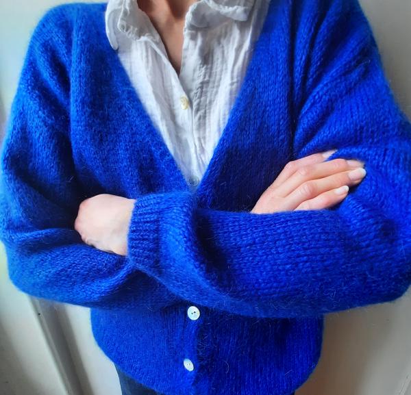 Gilet col V boutonné bleu roi - taille unique