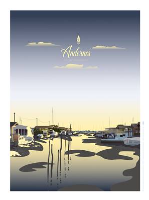 Affiche Andernos les Bains port ostréicole Plume45 30x40cm