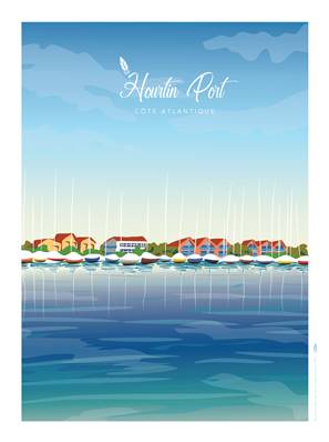 Affiche Hourtin Port côte Atlantique Plume31 30x40cm