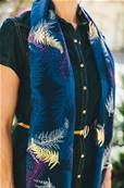 Echarpe foulard femme imprimé fougère bleu