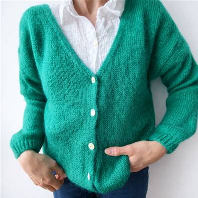 Gilet col V boutonné vert menthe - taille unique