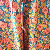 Pantalon large taille unique fleurs orange