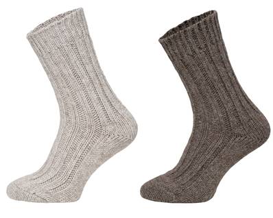 Chaussettes double Laine et Alpaga beige et marron 35-38