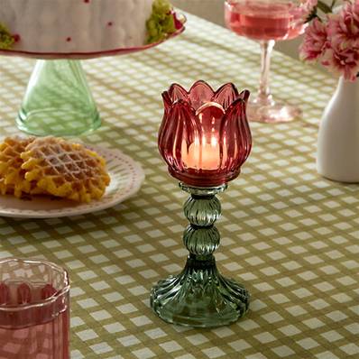 Photophores Fleur de Rose rouge 17 cm