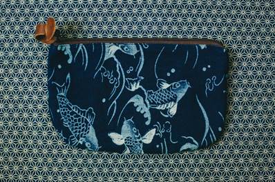 Trousse indigo motif Carpes koi