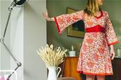 Robe d't Jaipur en coton motifs fleurs rouge