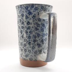Grand mug japonais bleu et blanc petites fleurs 40cl 13cm