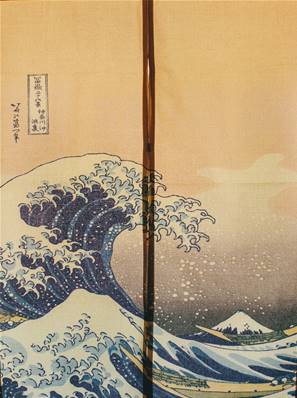 Noren Vague Hokusai 120x85 rideau japonais Kakemono
