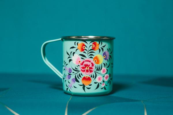 Mug inox turquoise peint à la main