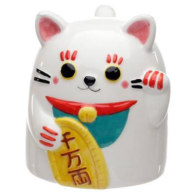 Mug inversé grand format Maneki Neko blanc