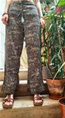 Pantalon en soie ceinture élastique avec son lacet pompon gris bleu