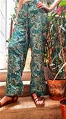 Pantalon en soie ceinture élastique avec son lacet pompon vert