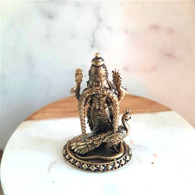 Statue Murugan avec Paon en Laiton