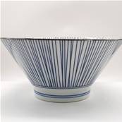 Grand bol ramen japonais conique rayures bleues Ø 19 cm