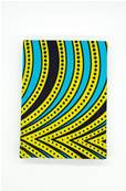 Carnet de notes, tissu WAX africain, Jaune stillé bleu