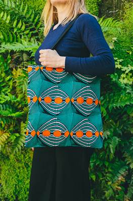 Sac Tote BAG en tissus africain WAX, vert