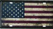 Plaque métal 15x30 vintage drapeau américain