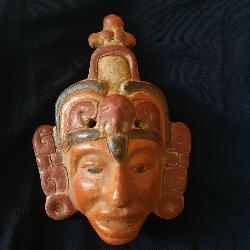 Masque en terre cuite grande parure artisanat du Guatémala