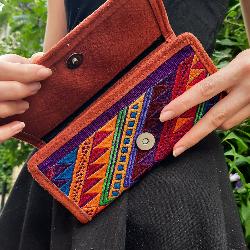 Porte feuille motifs géométriques bleu Guatemala