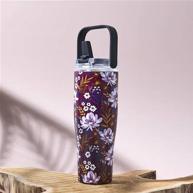 Mug de transport 90cl fleurs roses