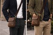 Sac bandoulière homme en cuir de buffle avec poche avant 25X18X95 cm