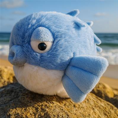 Peluche Poisson Diodon globe bleu 18cm