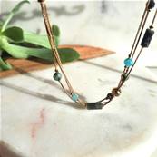 Bracelet multi rangs "Rivage Azur" amazonite et turquoise d'Afrique fils rigides
