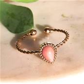 Bague "Douceur Rose" - Pierre Ovale Rhodonite et Acier Inoxydable