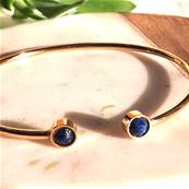 Bracelet jonc fin en acier lapis lazuli