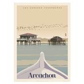 Affiche Arcachon mare haute Cabanes Tchanques 50x70cm Fricker