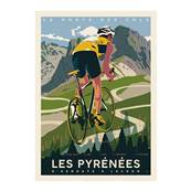 Affiche Pyrénées la route des cols cycliste 50x70cm Fricker