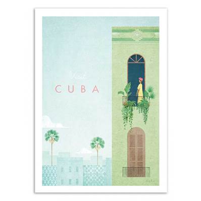 Affiche visit Cuba 30x40cm Henry Rivers