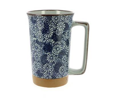 Mug japonais grand chrysanthème bleu