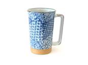 Mug japonais grand patchwork bleu