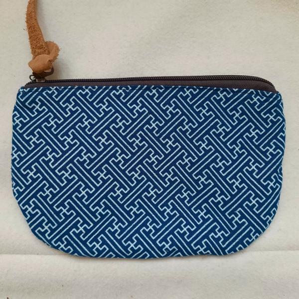 Trousse indigo motif Géométriques