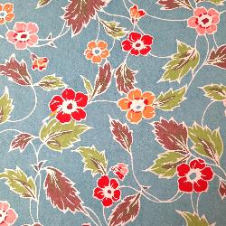 Carnet en papier japonais Fleurs sur fond bleu