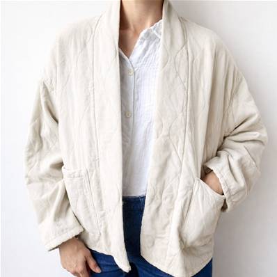 Veste matelassée velour écru