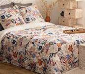 Housse de couette 2 personnes et taies d'oreiller 240X220 motif FEUILLES D'AUTOMNE