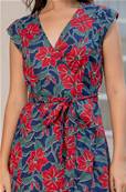Robe courte AKEMI à fleurs rouges