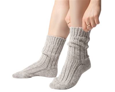 Chaussettes double Laine et Alpaga beige et crème 35-38