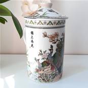 Tisanière chinoise antique blanche et fleurs paon